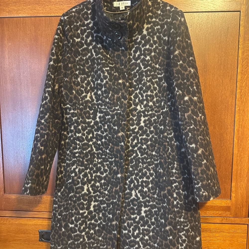 Gorgeous Via Spiga Leopard Print Dress Coat